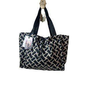 Diane von Furstenberg Disco Vintage Weave Neutral Tote Bag Laptop Pocket DVF